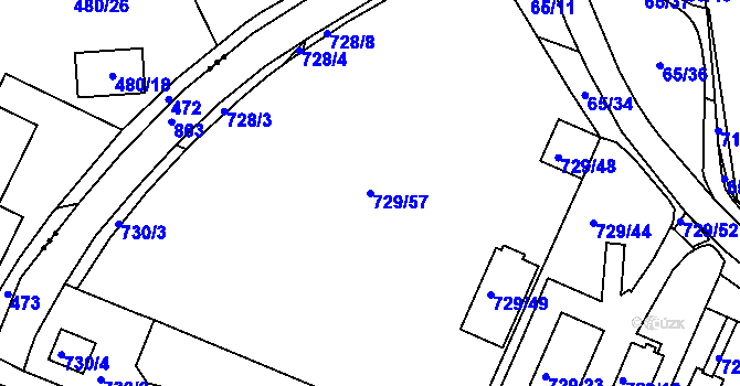 Parcela st. 729/57 v KÚ Teplice-Řetenice, Katastrální mapa