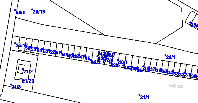 Parcela st. 42/6 v KÚ Teplice-Řetenice, Katastrální mapa