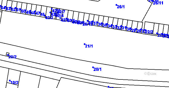 Parcela st. 21/1 v KÚ Teplice-Řetenice, Katastrální mapa