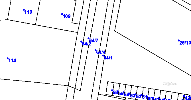 Parcela st. 64/4 v KÚ Teplice-Řetenice, Katastrální mapa