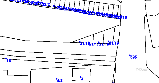 Parcela st. 21/16 v KÚ Teplice-Řetenice, Katastrální mapa