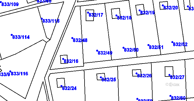 Parcela st. 832/49 v KÚ Teplice-Řetenice, Katastrální mapa