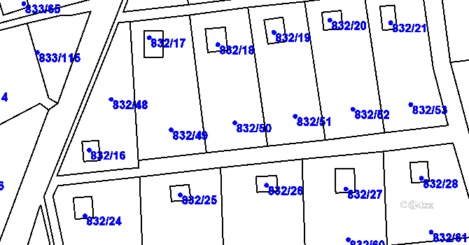 Parcela st. 832/50 v KÚ Teplice-Řetenice, Katastrální mapa