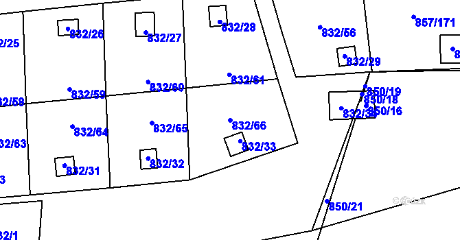Parcela st. 832/66 v KÚ Teplice-Řetenice, Katastrální mapa