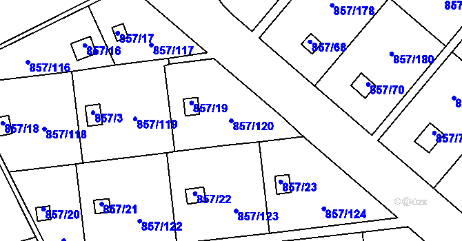 Parcela st. 857/120 v KÚ Teplice-Řetenice, Katastrální mapa