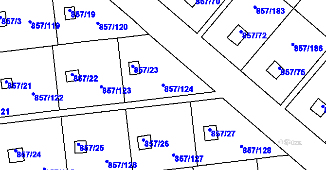 Parcela st. 857/124 v KÚ Teplice-Řetenice, Katastrální mapa