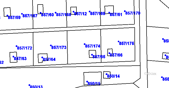 Parcela st. 857/174 v KÚ Teplice-Řetenice, Katastrální mapa