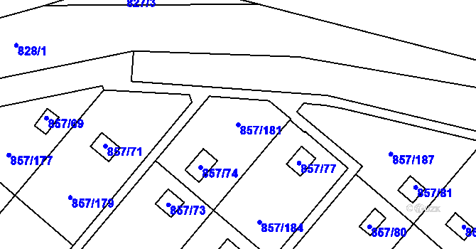 Parcela st. 857/181 v KÚ Teplice-Řetenice, Katastrální mapa