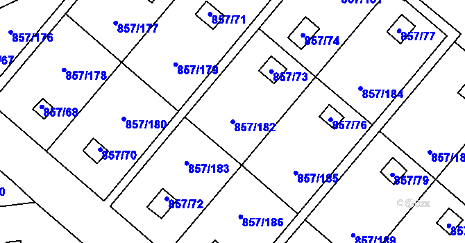 Parcela st. 857/182 v KÚ Teplice-Řetenice, Katastrální mapa