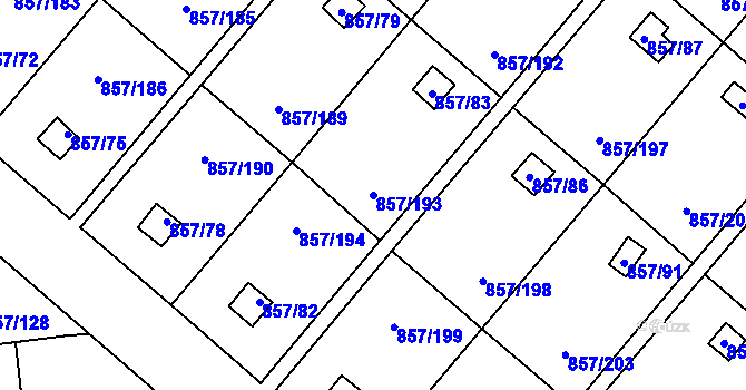 Parcela st. 857/193 v KÚ Teplice-Řetenice, Katastrální mapa