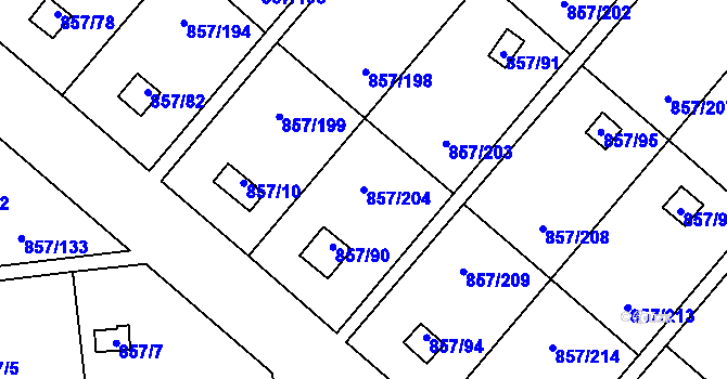 Parcela st. 857/204 v KÚ Teplice-Řetenice, Katastrální mapa