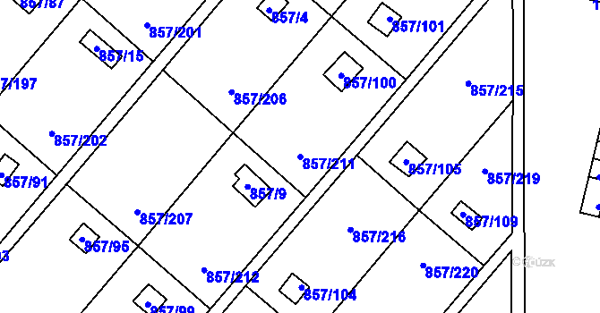 Parcela st. 857/211 v KÚ Teplice-Řetenice, Katastrální mapa