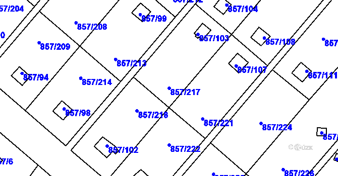 Parcela st. 857/217 v KÚ Teplice-Řetenice, Katastrální mapa