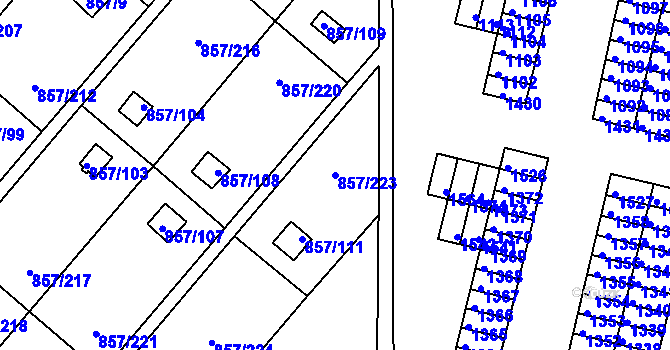 Parcela st. 857/223 v KÚ Teplice-Řetenice, Katastrální mapa