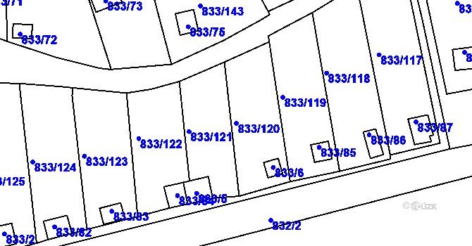 Parcela st. 833/120 v KÚ Teplice-Řetenice, Katastrální mapa