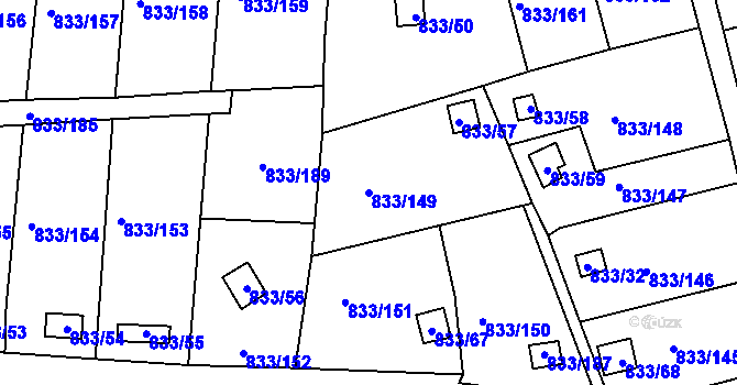 Parcela st. 833/149 v KÚ Teplice-Řetenice, Katastrální mapa