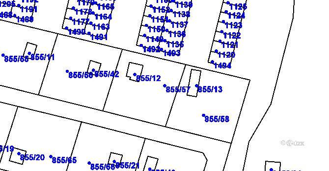 Parcela st. 855/57 v KÚ Teplice-Řetenice, Katastrální mapa