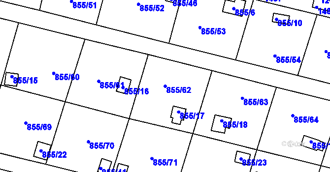 Parcela st. 855/62 v KÚ Teplice-Řetenice, Katastrální mapa