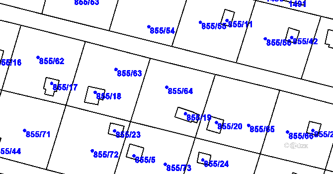 Parcela st. 855/64 v KÚ Teplice-Řetenice, Katastrální mapa