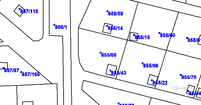 Parcela st. 855/68 v KÚ Teplice-Řetenice, Katastrální mapa