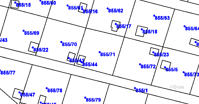 Parcela st. 855/71 v KÚ Teplice-Řetenice, Katastrální mapa