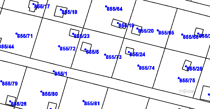 Parcela st. 855/73 v KÚ Teplice-Řetenice, Katastrální mapa