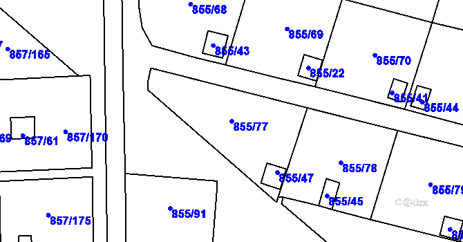 Parcela st. 855/77 v KÚ Teplice-Řetenice, Katastrální mapa