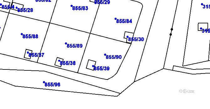 Parcela st. 855/90 v KÚ Teplice-Řetenice, Katastrální mapa