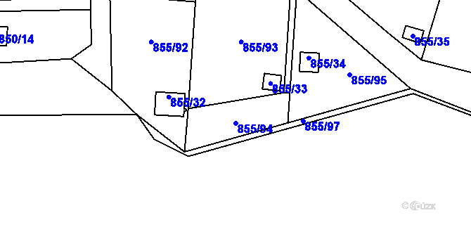 Parcela st. 855/94 v KÚ Teplice-Řetenice, Katastrální mapa