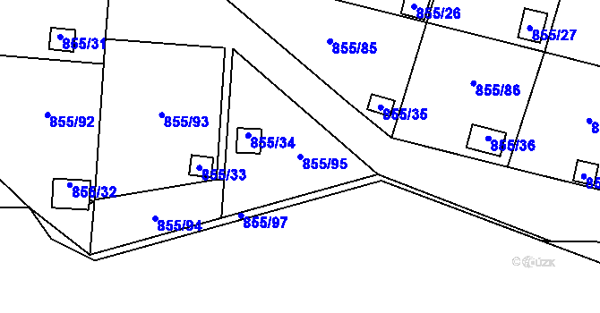 Parcela st. 855/95 v KÚ Teplice-Řetenice, Katastrální mapa