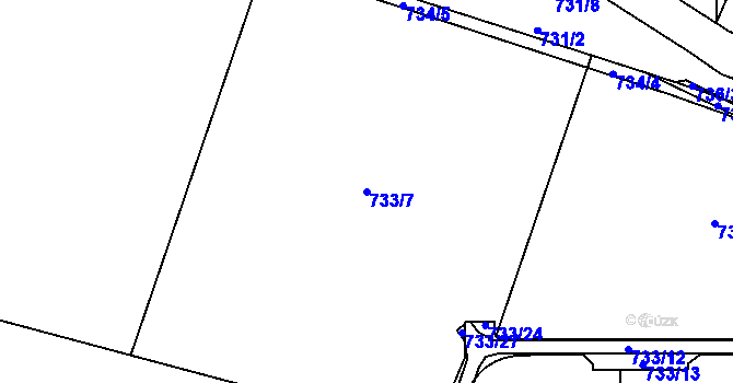 Parcela st. 733/7 v KÚ Teplice-Řetenice, Katastrální mapa