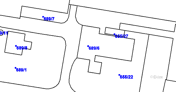 Parcela st. 689/6 v KÚ Teplice-Řetenice, Katastrální mapa