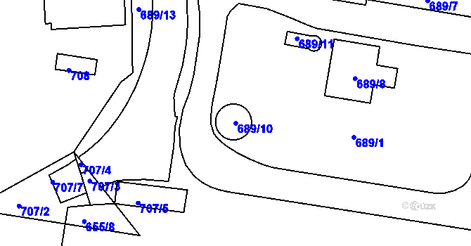 Parcela st. 689/10 v KÚ Teplice-Řetenice, Katastrální mapa
