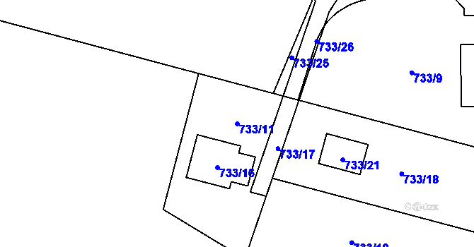 Parcela st. 733/11 v KÚ Teplice-Řetenice, Katastrální mapa