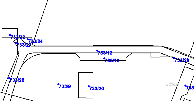 Parcela st. 733/12 v KÚ Teplice-Řetenice, Katastrální mapa