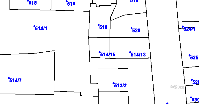 Parcela st. 514/15 v KÚ Teplice-Řetenice, Katastrální mapa
