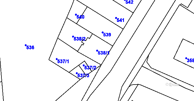 Parcela st. 538/1 v KÚ Teplice-Řetenice, Katastrální mapa