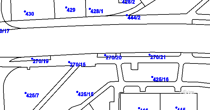 Parcela st. 270/20 v KÚ Teplice-Řetenice, Katastrální mapa