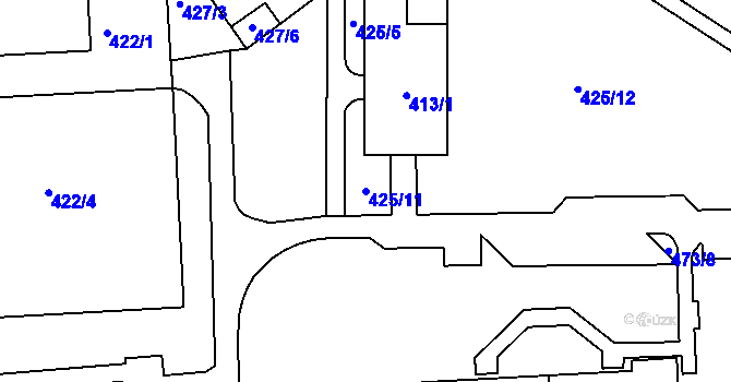Parcela st. 425/11 v KÚ Teplice-Řetenice, Katastrální mapa