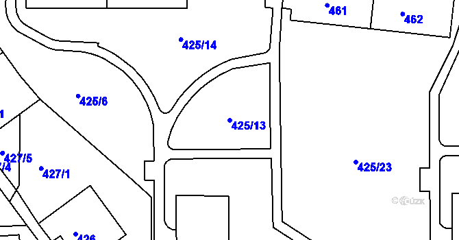 Parcela st. 425/13 v KÚ Teplice-Řetenice, Katastrální mapa
