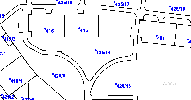 Parcela st. 425/14 v KÚ Teplice-Řetenice, Katastrální mapa