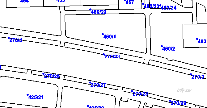 Parcela st. 270/33 v KÚ Teplice-Řetenice, Katastrální mapa