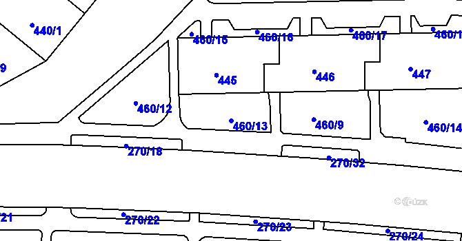 Parcela st. 460/13 v KÚ Teplice-Řetenice, Katastrální mapa