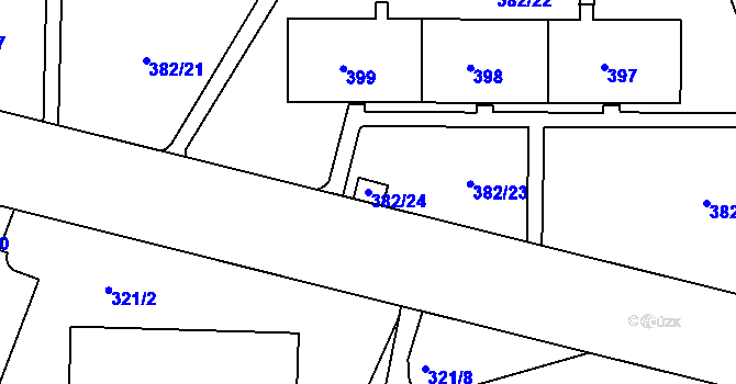 Parcela st. 382/24 v KÚ Teplice-Řetenice, Katastrální mapa
