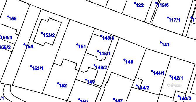 Parcela st. 148/1 v KÚ Teplice-Řetenice, Katastrální mapa