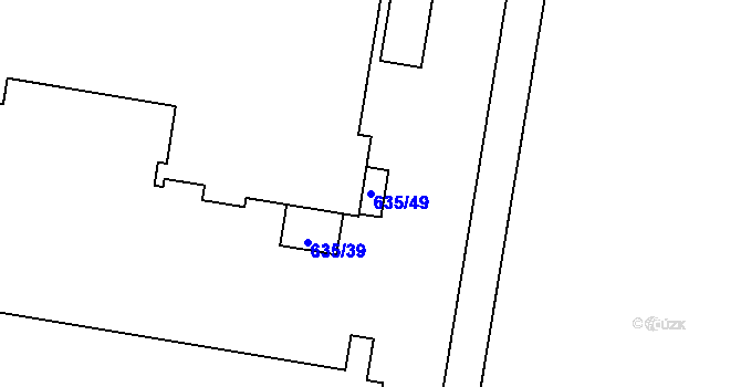 Parcela st. 635/49 v KÚ Teplice-Řetenice, Katastrální mapa