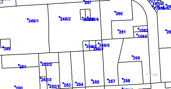 Parcela st. 256/2 v KÚ Teplice-Řetenice, Katastrální mapa