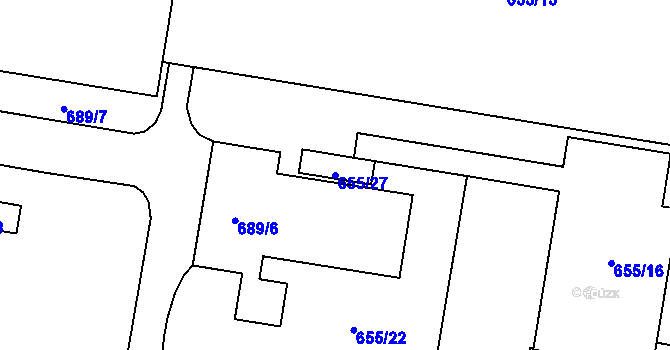 Parcela st. 655/27 v KÚ Teplice-Řetenice, Katastrální mapa