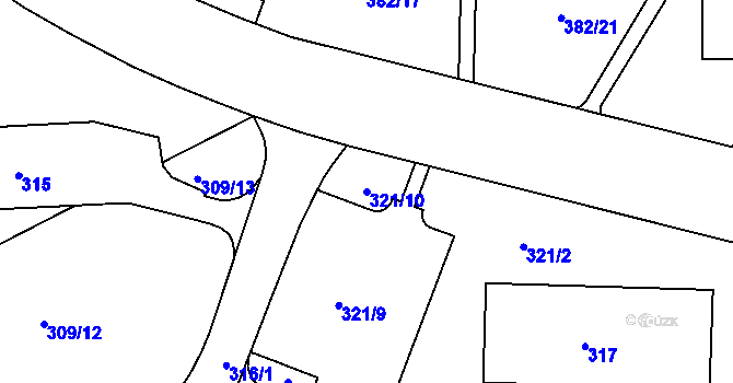 Parcela st. 321/10 v KÚ Teplice-Řetenice, Katastrální mapa