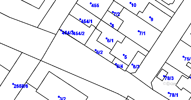 Parcela st. 6/2 v KÚ Prosetice, Katastrální mapa